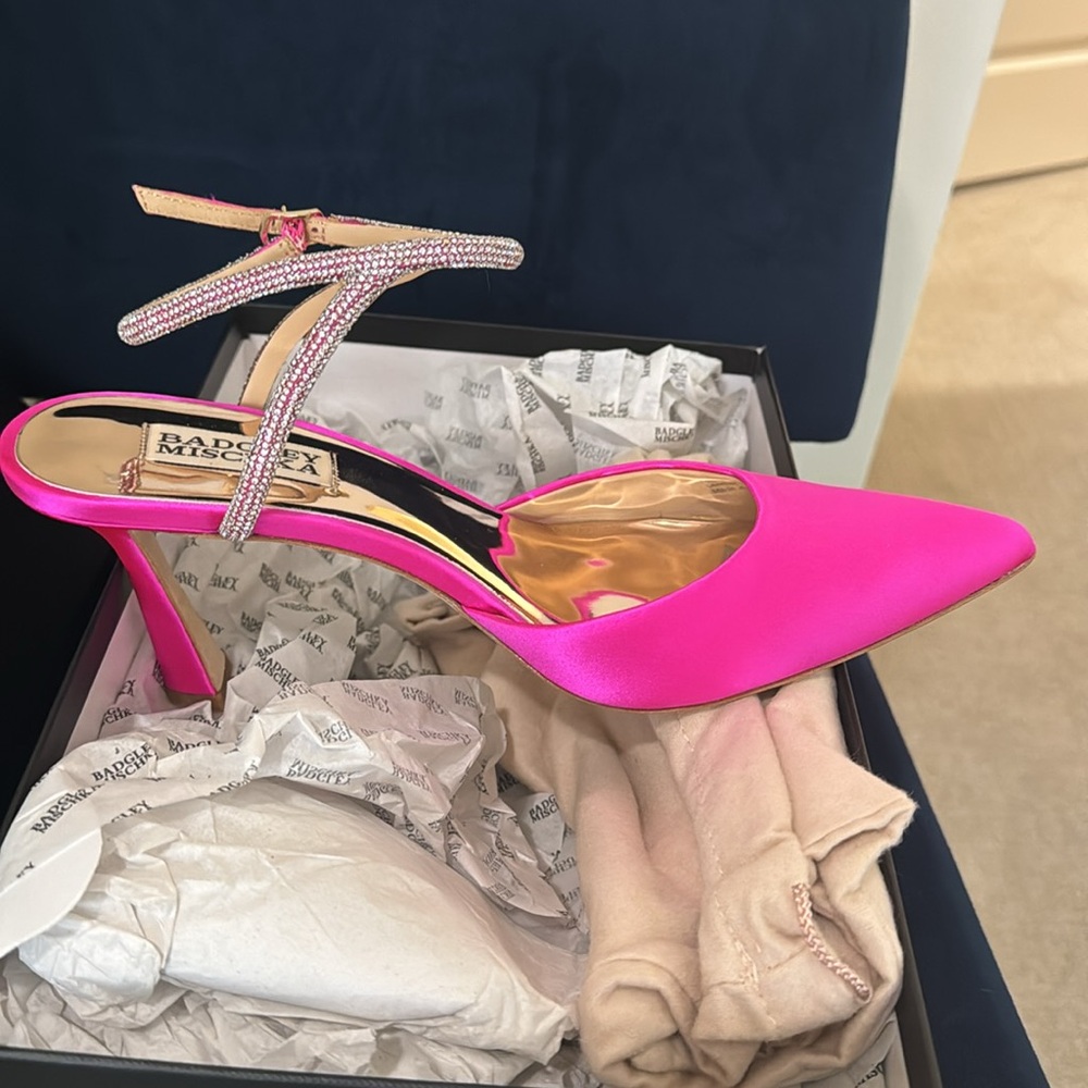 Badgley Mischka Pink and Crystal Heels
